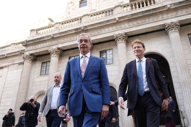 Nigel Farage and Richard Tice met with the Bank of England’s governor on Thursday (Aaron Chown/PA)