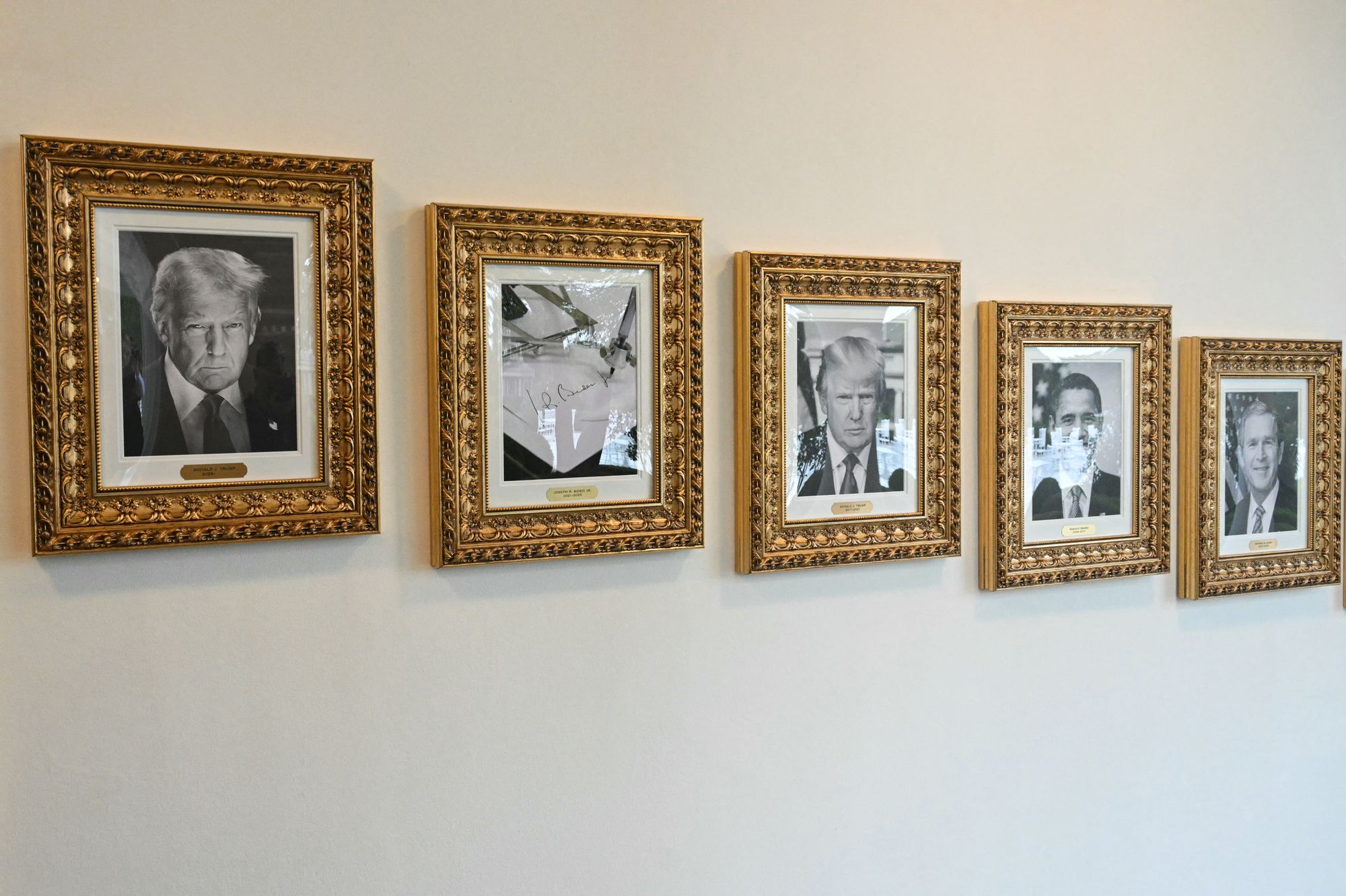 Another addition is a new Presidential Walk of Fame in an ‘employee-of-the-month’ style, along a prominent walkway outside the West Wing, which looks onto the Rose Garden