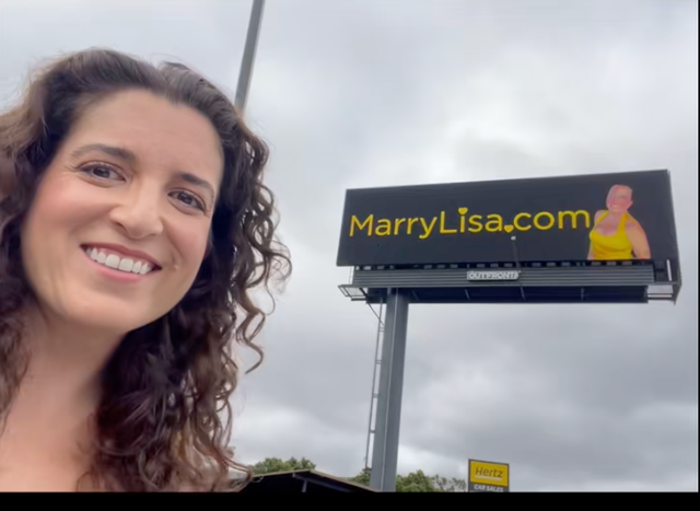 <p>Lisa Catalano has rented billboards in the Bay Area to advertise her new website encouraging eligible bachelors to apply to date her</p>