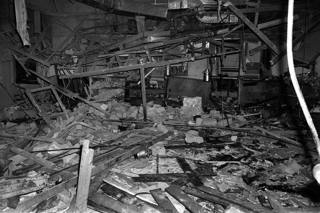 The remnants of the Mulberry Bush pub in Birmingham, one of the two pubs in Birmingham where bombs exploded (PA)