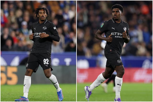 <p>Reigan and Jaden Heskey made their Man City debuts against Huddersfield</p>