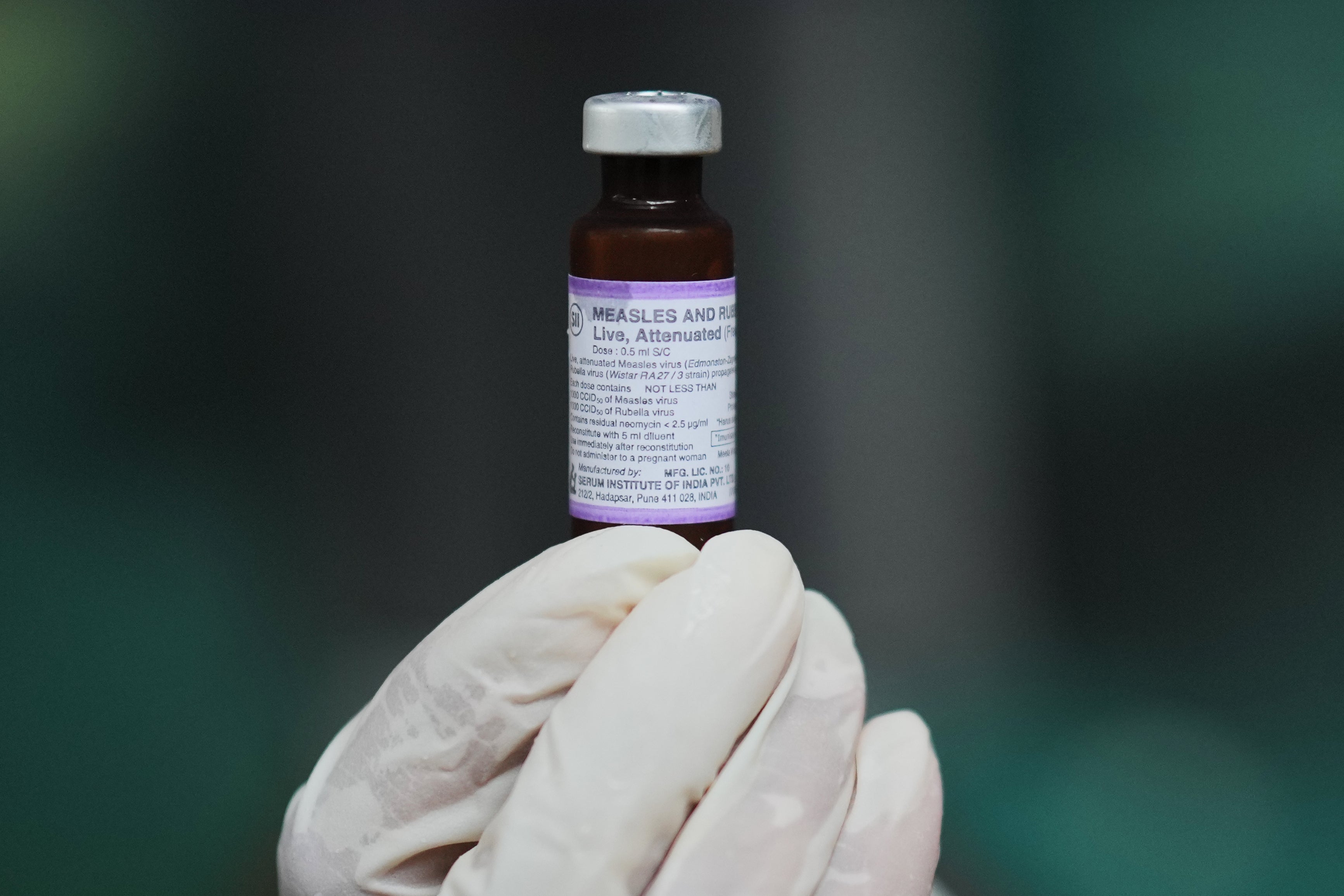 Vial of measles-rubella vaccine