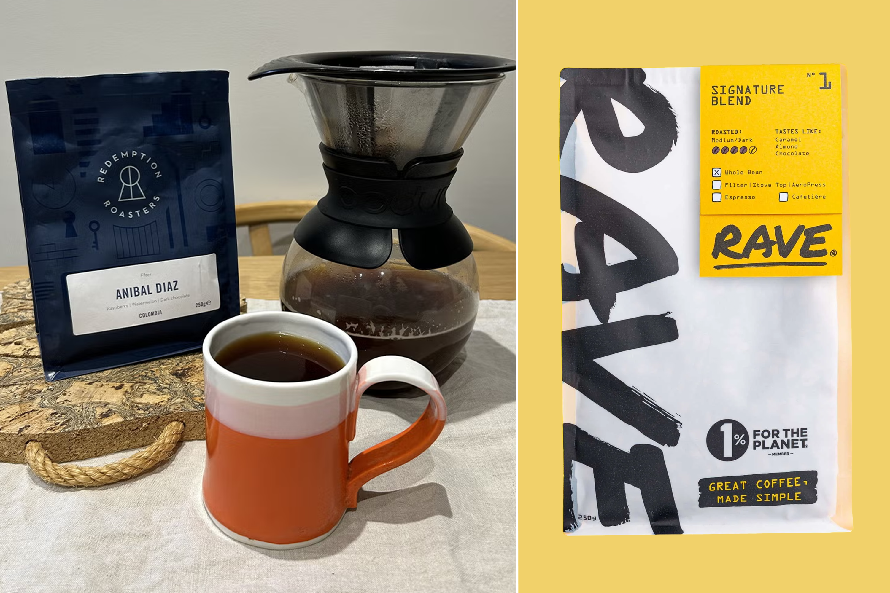 I tested a whole range of flavours, from rich to sweet, by using just-opened bags of whole beans that we ground electronically