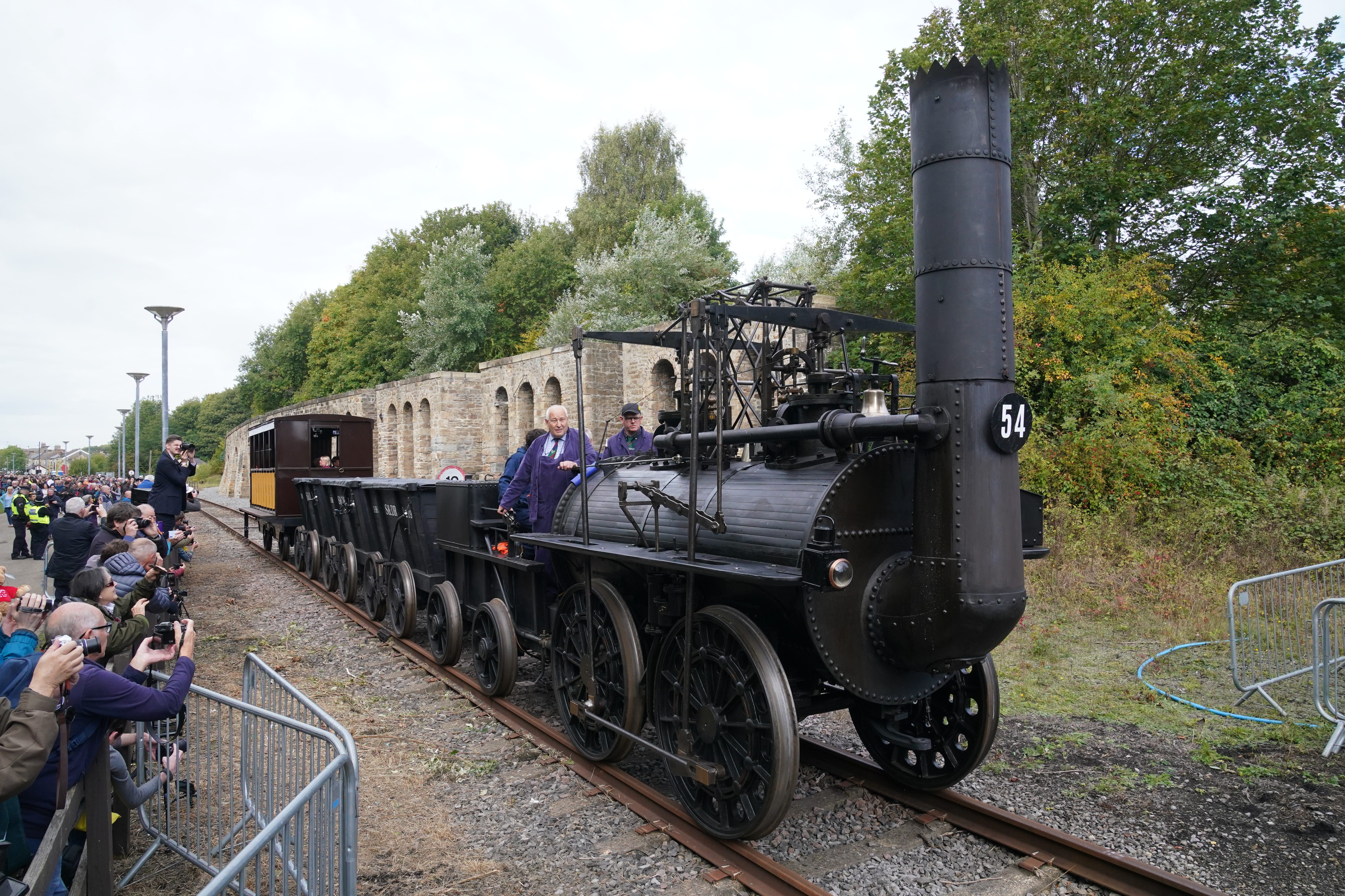 Replica Locomotion No1 on its first official journey (Owen Humphreys/PA)