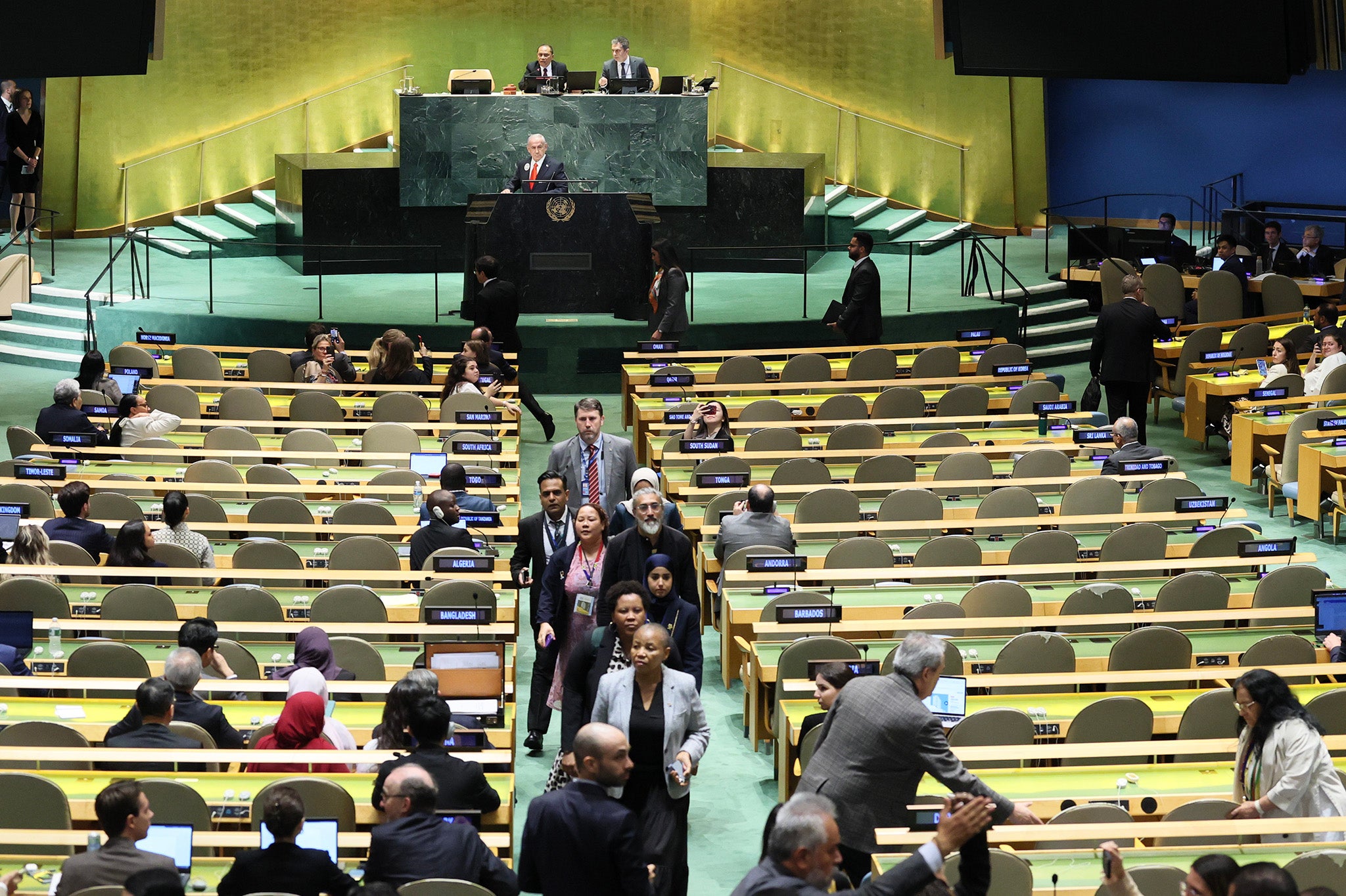Delegates walked out of the room as Netanyahu prepared to begin his speech