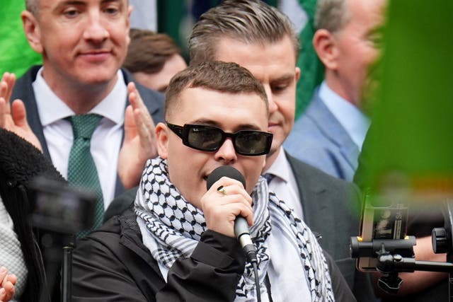 <p>Kneecap’s Liam Óg Ó hAnnaidh vowed the group ‘will not be silenced’ after a terrorism case against him was thrown out  (James Manning/PA)</p>