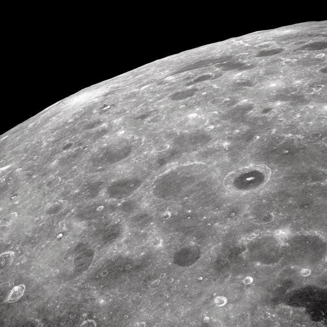 <p>This 1968 NASA file image shows a view of the far side of lunar surface as taken from the Apollo 8 spacecraft </p>