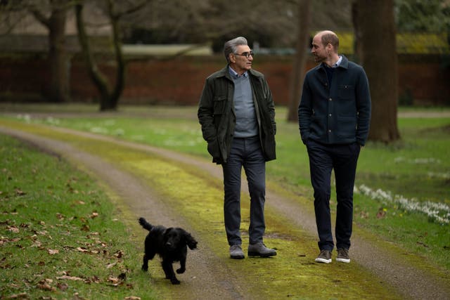 <p>The Prince of Wales spoke with Eugene Levy at Windsor Castle</p>