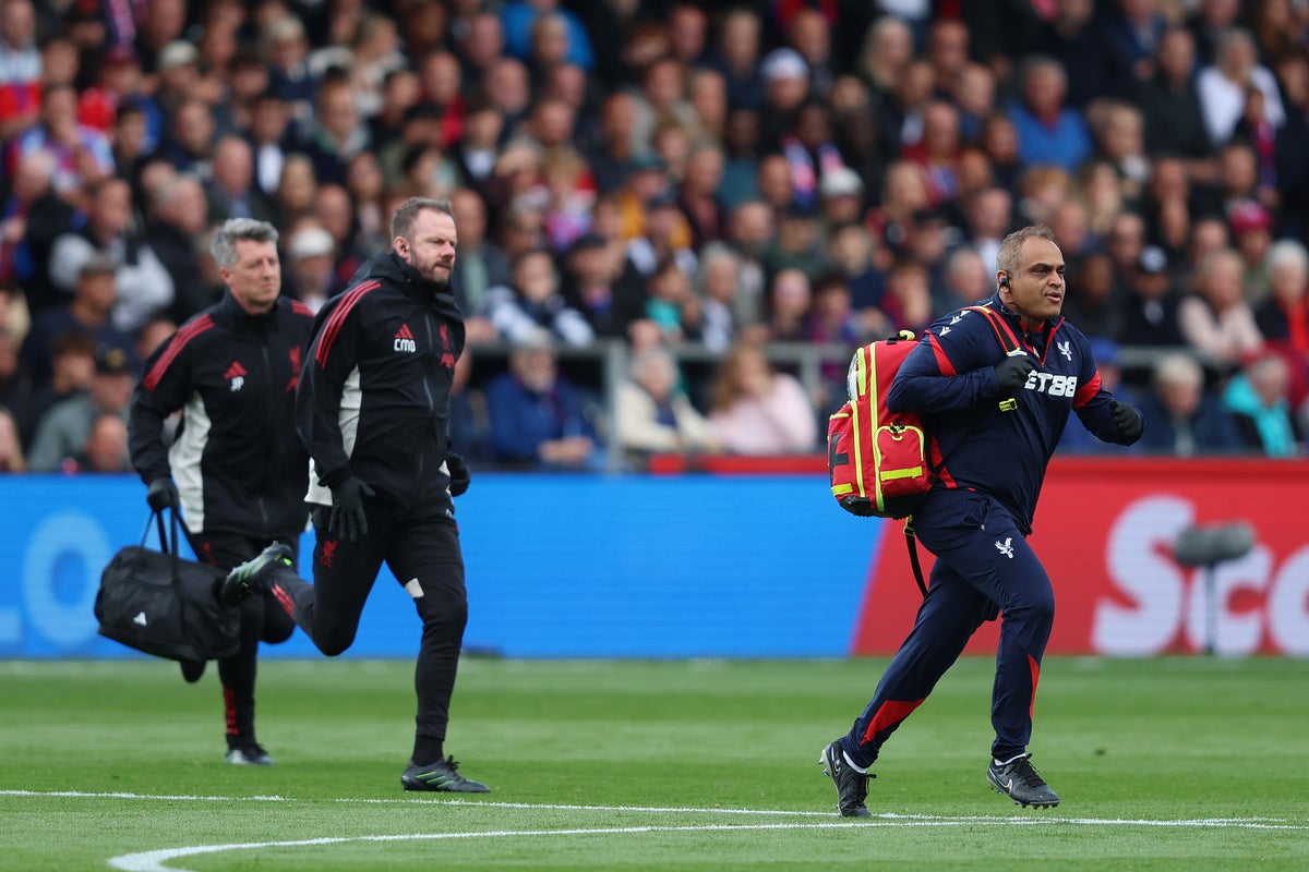 Premier League Match Crystal Palace Liverpool Suspended Medical Emergency Crowd