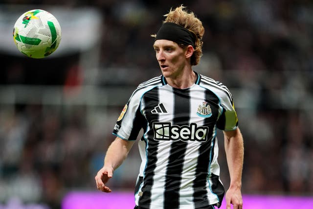 Newcastle frontman Anthony Gordon is available for Sunday’s Premier League clash with Arsenal after serving a three-match ban (Owen Humphreys/PA)