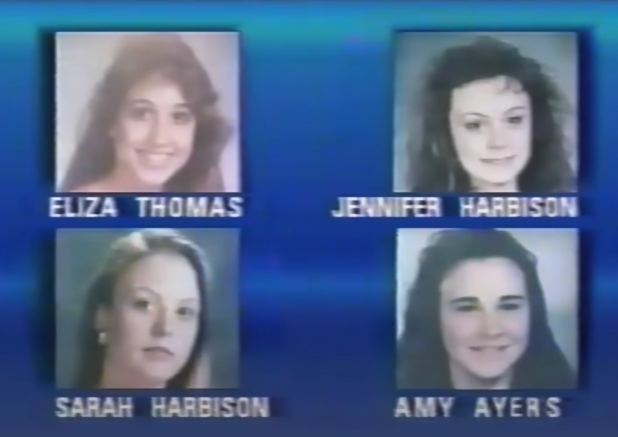 Eliza Thomas, 17, sisters Jennifer and Sarah Harbison, ages 17 and 15, and Amy Ayers, 13, were bound, gagged and shot in the head at the “I Can’t Believe It’s Yogurt” store where two of them worked. Police announced Friday that Robert Eugene Brashers had been linked to the brutal 1991 killings