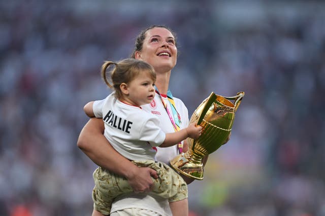 <p>Abbie Ward celebrated with her daughter</p>