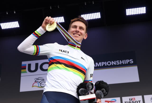 <p>Pogacar won his second world title this year, alongside basically everything else</p>