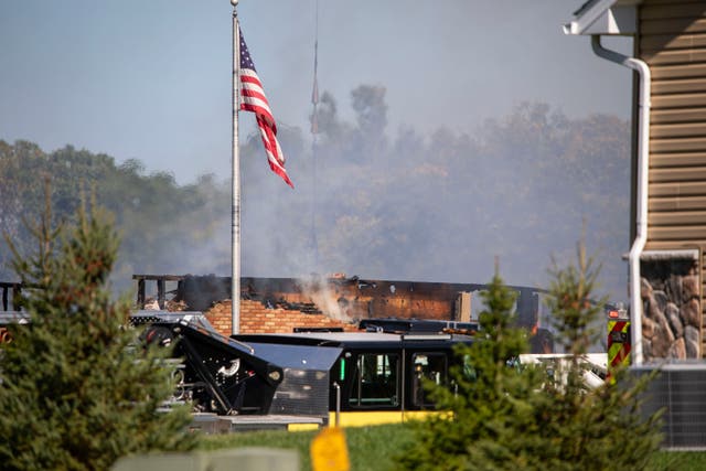 <p>A fire broke out at Michigan Mormon church Sunday morning after a gunman drove into the building while hundreds of church goers attended service inside</p>