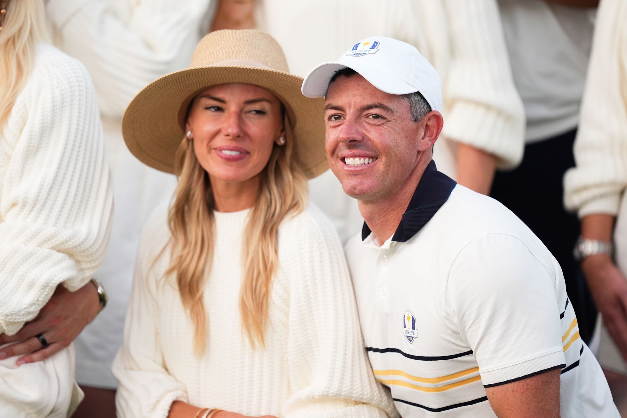 Rory McIlroy with his wife Erica Stoll on day three of the 2025 Ryder Cup at the Bethpage Black