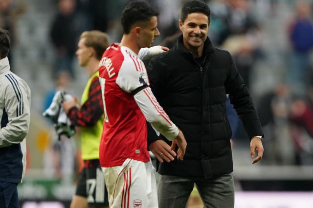 Mikel Arteta saw Arsenal come from behind late to beat Newcastle (Owen Humphreys/PA)