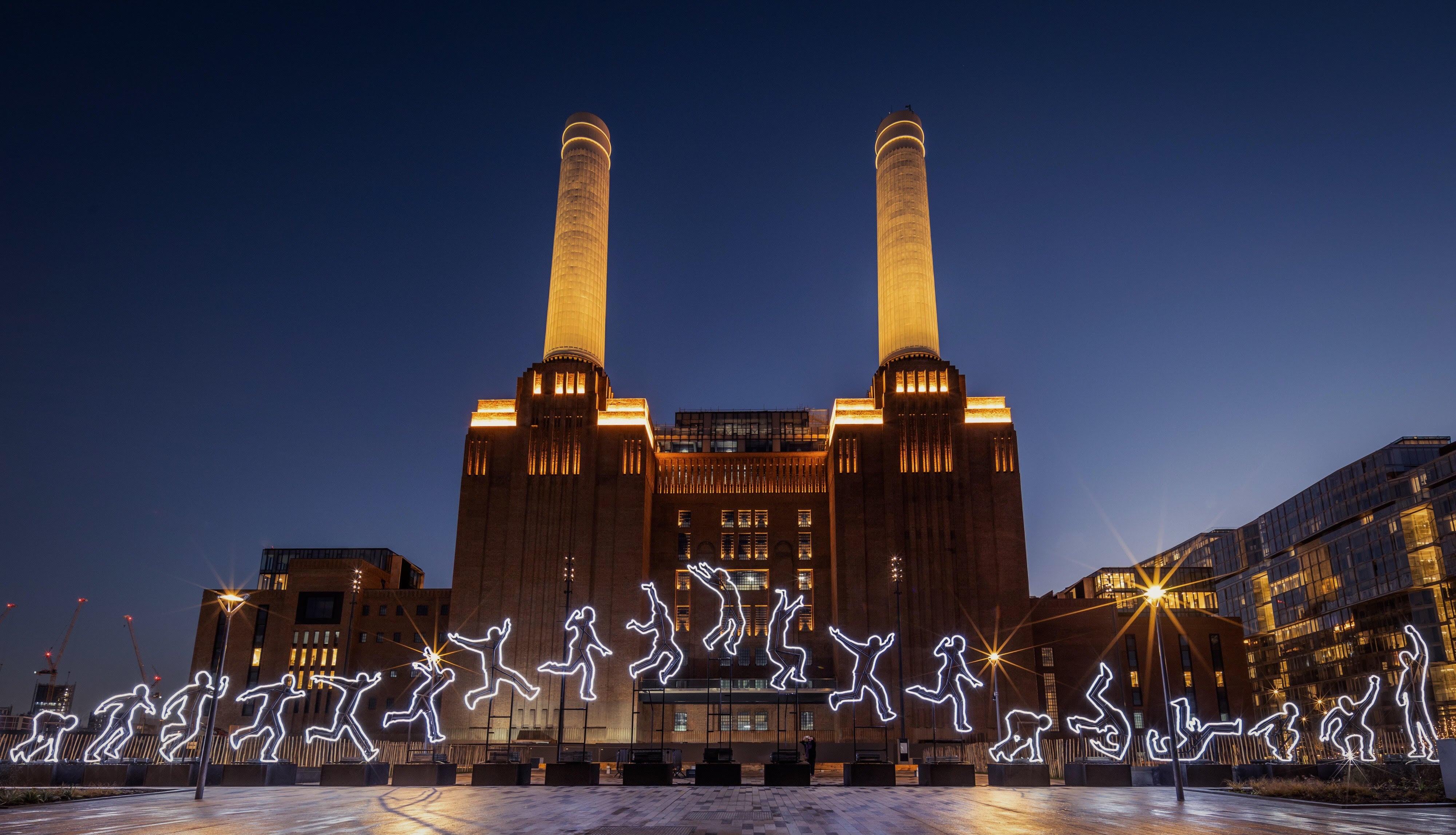 ‘Run Beyond’ by Angelo Bonello, as seen at Battersea Power Station in London. The display will be found at Milburngate Riverside