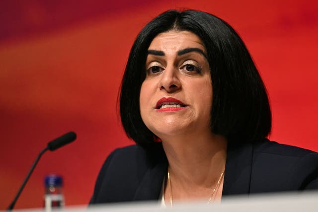 <p>Britain's Home Secretary Shabana Mahmood on stage on the second day of the annual Labour Party conference in Liverpool</p>