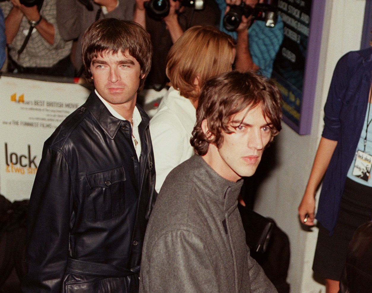 Ashcroft (right) and Noel Gallagher at the 1998 premiere of Guy Ritchie’s film ‘Lock, Stock and Two Smoking Barrels’