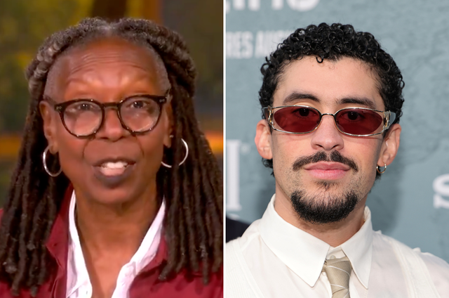 <p>Whoopi Goldberg (left) addressed the backlash surrounding the NFL selecting Puerto Rican superstar Bad Bunny (right) as the 2026 Super Bowl halftime performer</p>