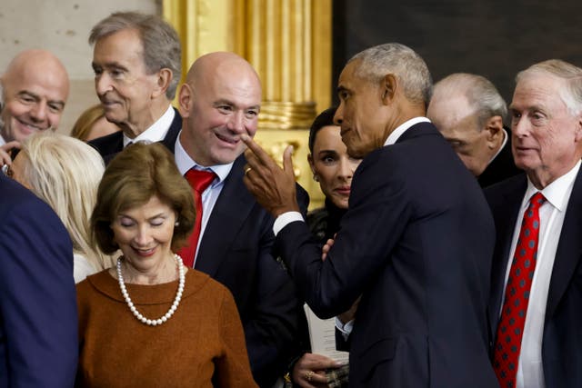 <p>UFC president Dana White (left) with former US president Barack Obama</p>