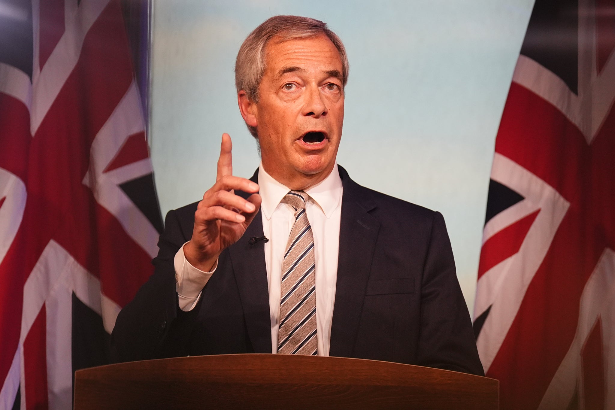 <p>Reform UK leader Nigel Farage responded to the speech by Prime Minister Sir Keir Starmer at the Labour Party conference</p>