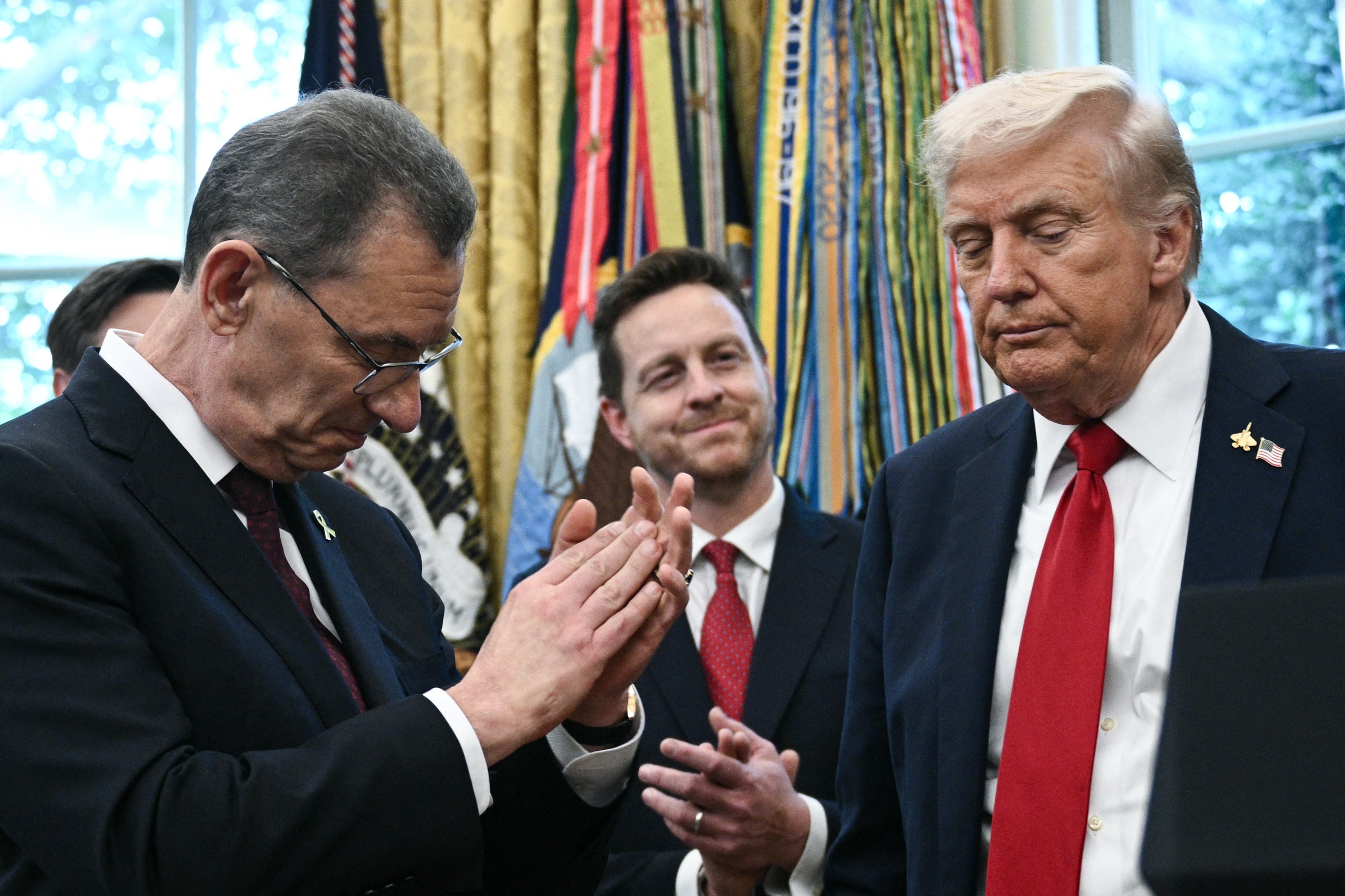 Pfizer CEO Albert Bourla at the White House with President Donald Trump in September