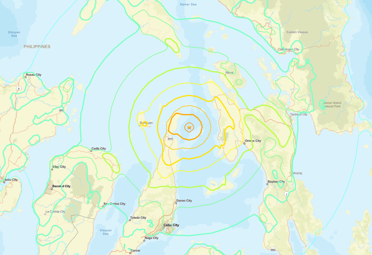A 6.9-magnitude earthquake was reported in the Philippines on Tuesday