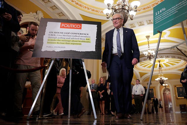 <p>Senate Minority Leader Chuck Schumer proudly told reporters that he would force a debate on healthcare with a shutdown on the line</p>