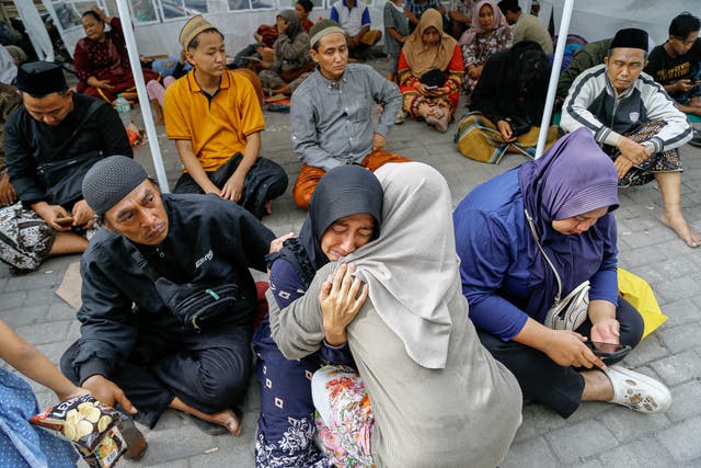 <p>The relative of a victim reacts at al-Khoziny boarding school in Sidoarjo, East Java, Indonesia</p>