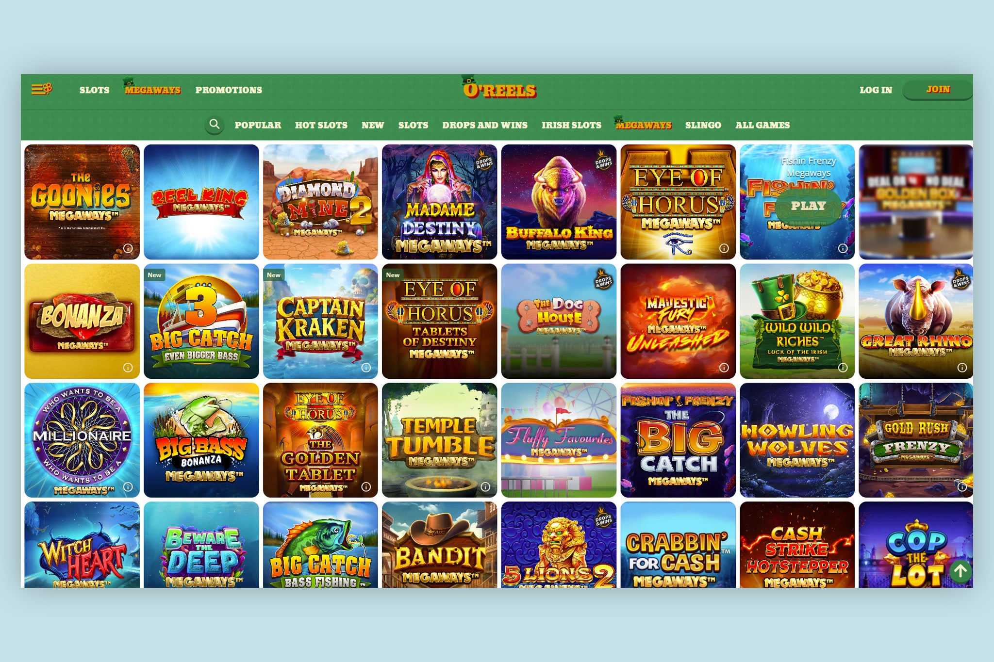 Check out the vast array of Megaways options on O’Reels