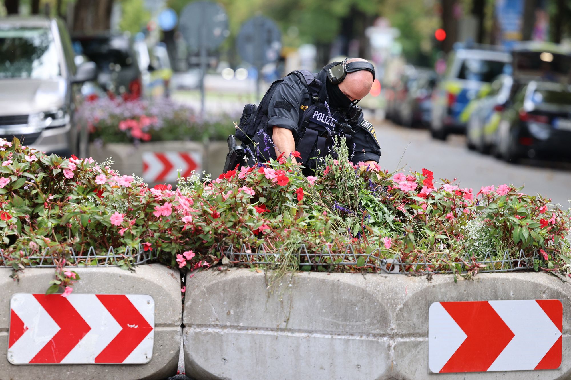 Um policial garantiu a região em Theresenwees Ground em Octobefest
