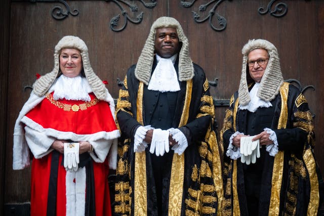 Mr Lammy, centre, said he was ‘incredibly proud to be the first lord chancellor of African and Caribbean heritage’ (James Manning/PA)