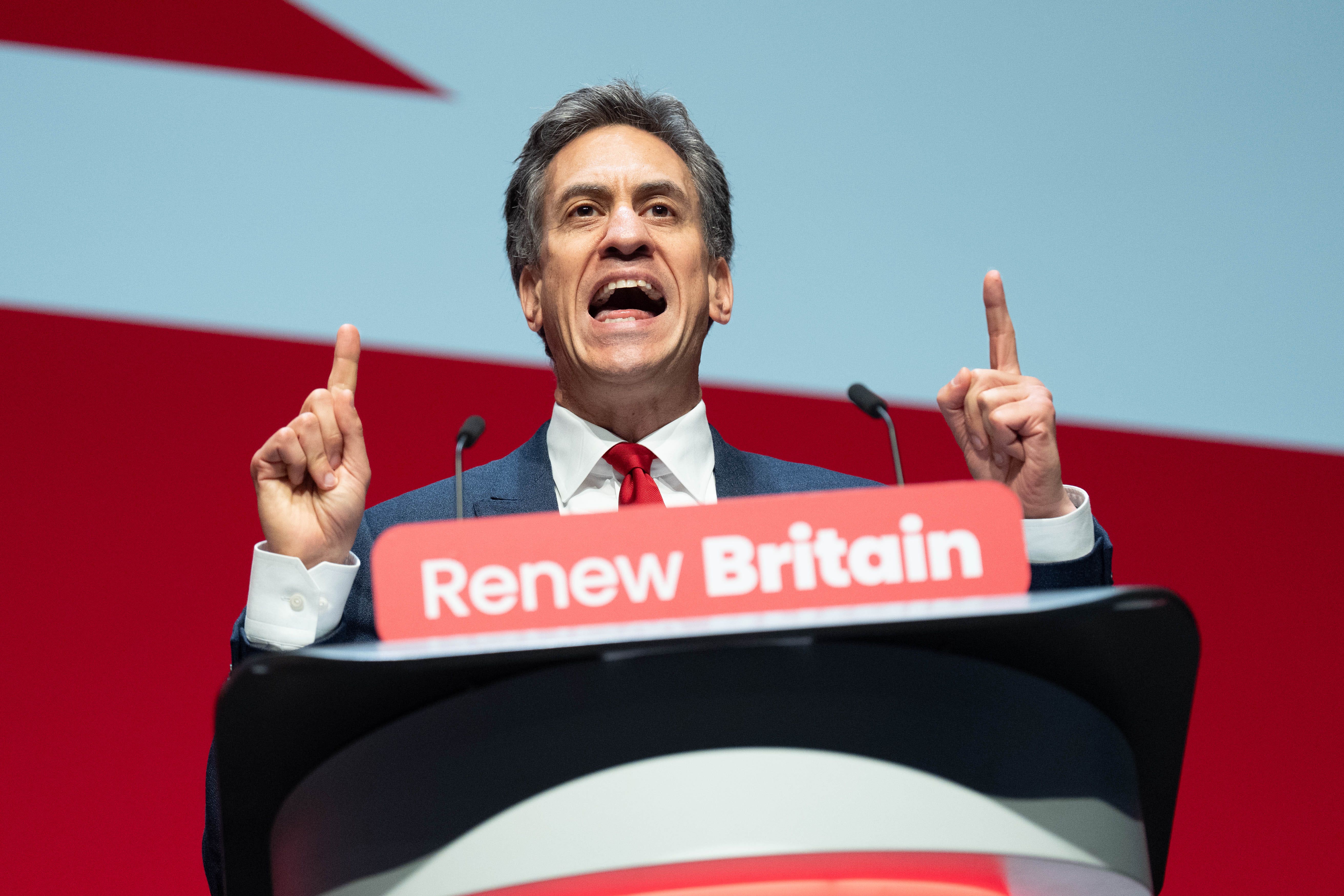The energy secretary Ed Miliband was speaking at the Labour Party conference