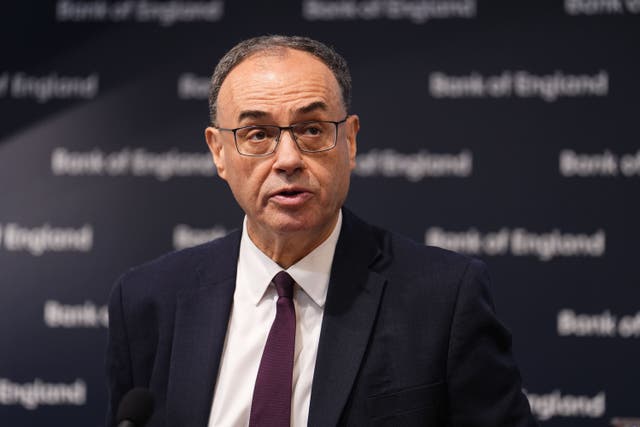 The governor of the Bank of England Andrew Bailey (Jordan Pettitt/PA)