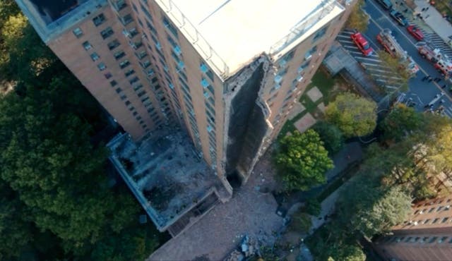<p>An apartment building in the Bronx suffered a partial collapse following a gas explosion on Wednesday morning</p>