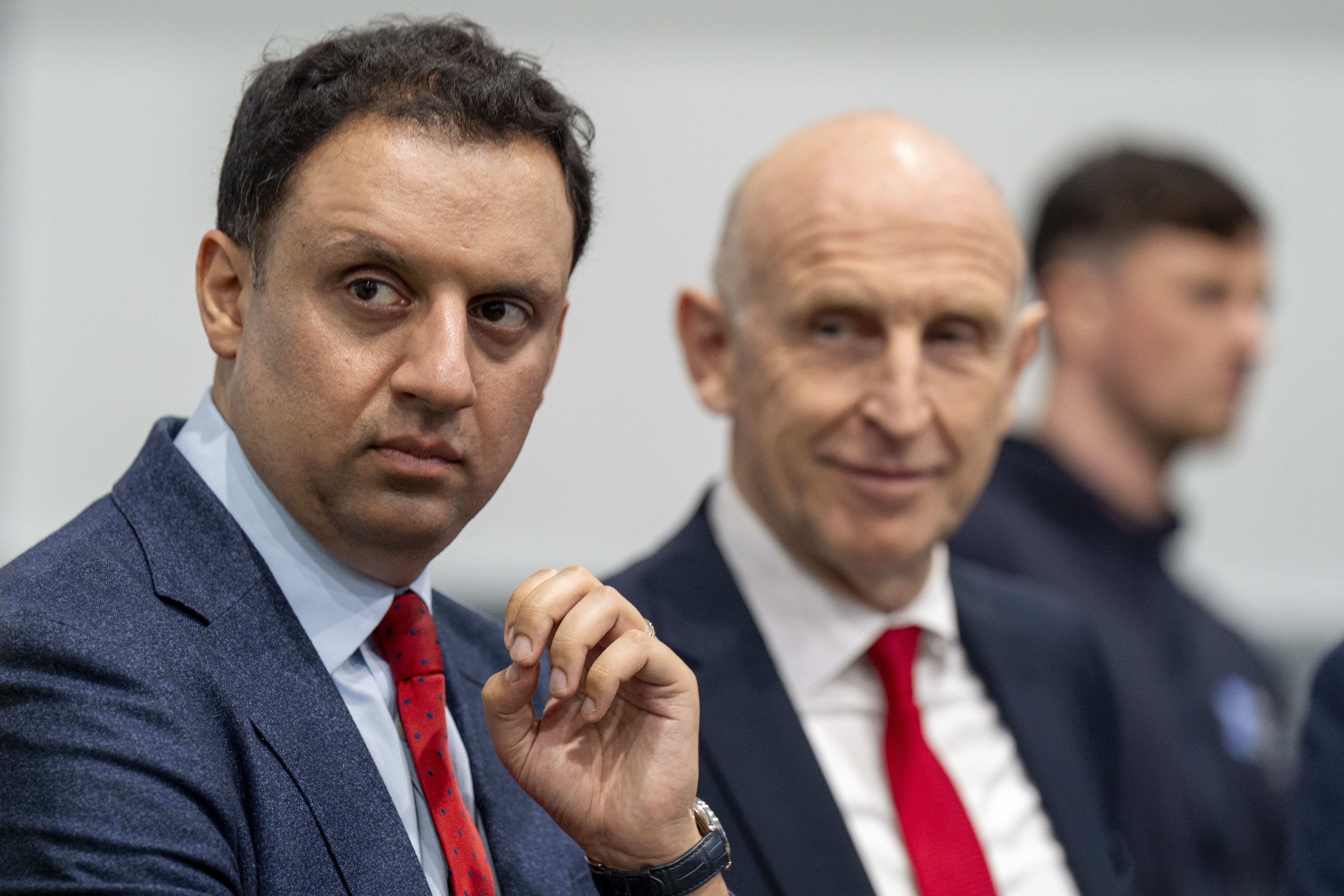 Anas Sarwar joined John Healey in Glasgow (Jane Barlow/PA)