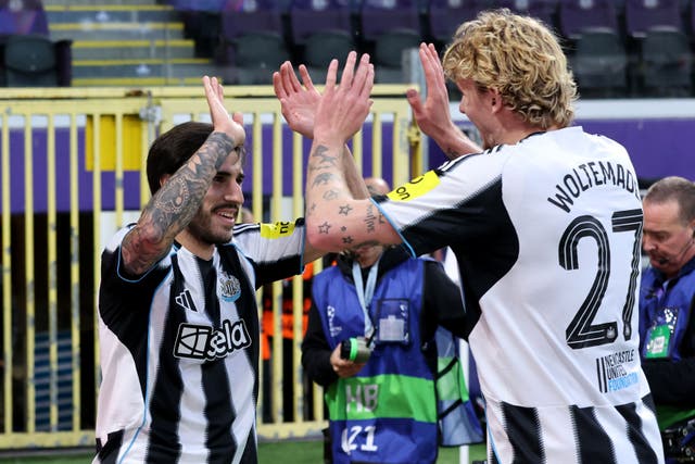 <p>Nick Woltemade (right) scored Newcastle’s opener (Peter Lous/PA)</p>