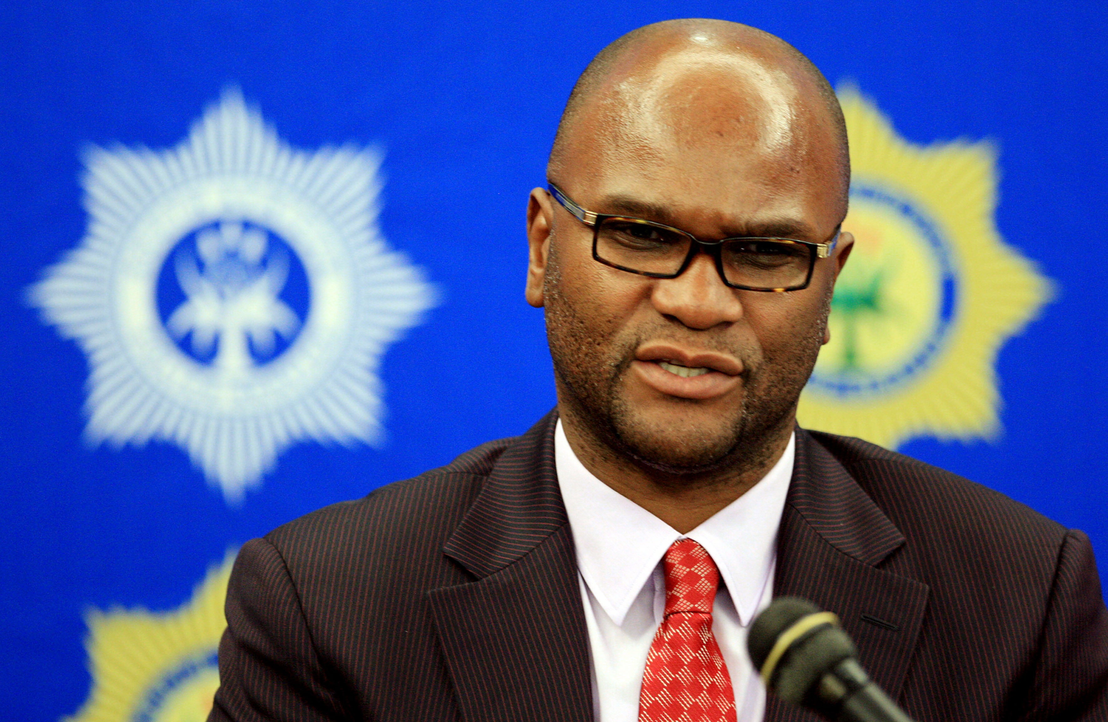 <p>Then South African Minister of Police Nathi Mthethwa in 2014</p>