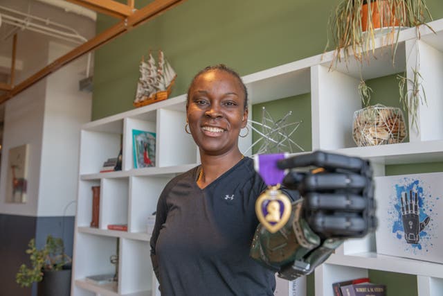 US veteran Danielle Green, who lost her left arm during the Iraq war (Open Bionics/ PA)