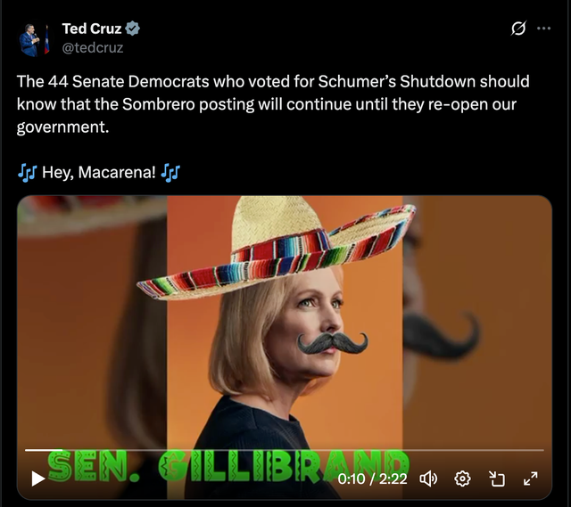 <p>Senator Ted Cruz used Trump's new favorite troll to mock the Senate Democrats who voted against a Republicans' temporary funding bill</p>