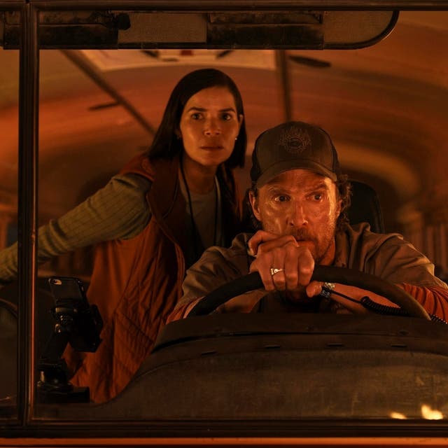 <p>America Ferrera and Matthew McConaughey in ‘The Lost Bus’</p>