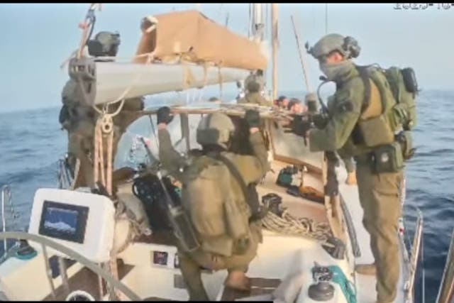 Vessels travelling as part of the Global Sumud Flotilla were boarded by Israeli navy soldiers (Global Sumud Flotilla/AP)