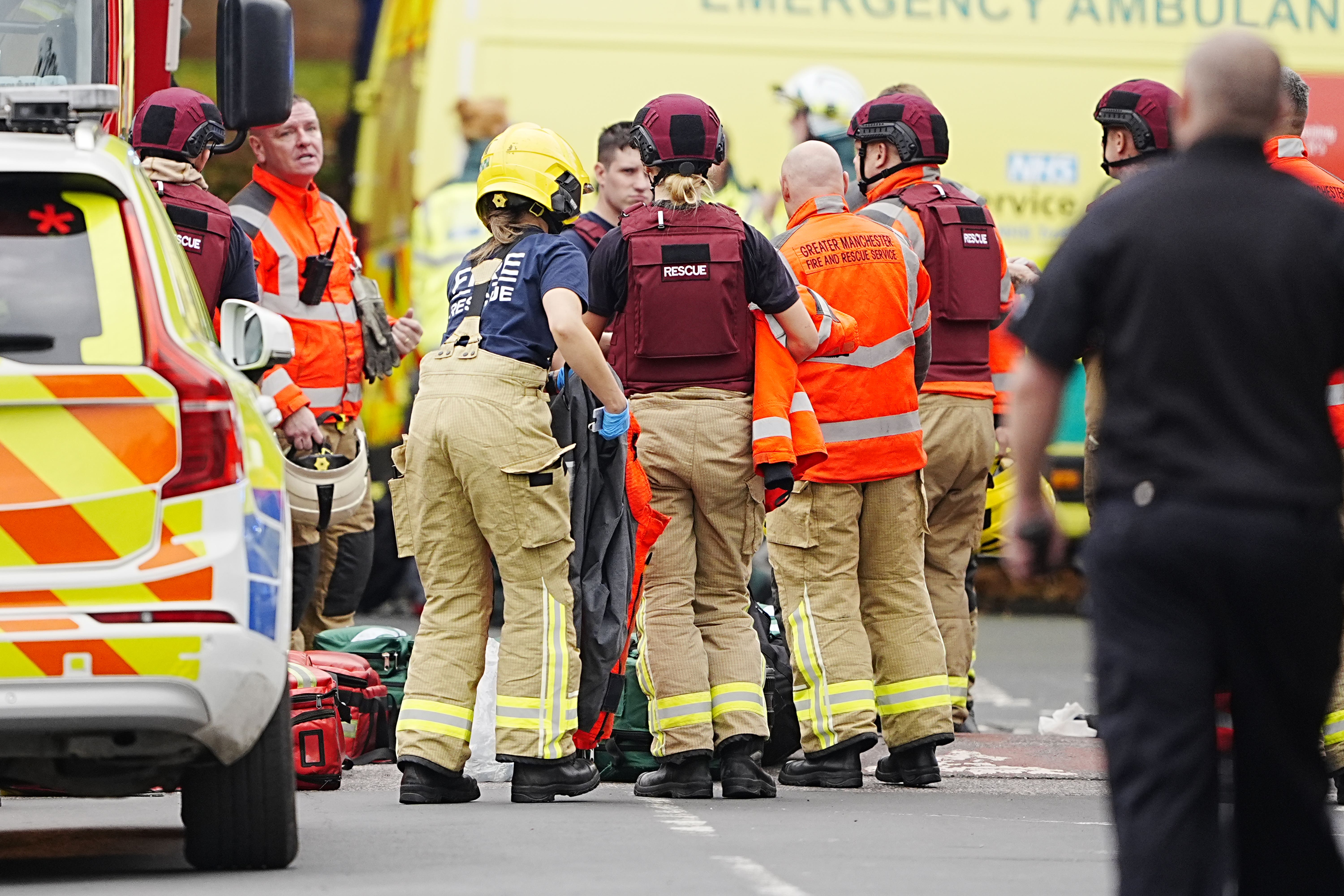 Emergency services at the scene of an incident at Heaton Park Hebrew Congregation synagogue (Peter Byrne/PA)