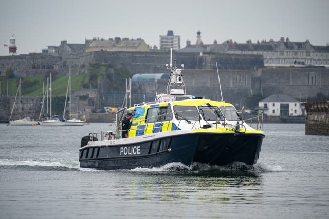 Neptune, the first boat purpose-built and fitted out to Devon and Cornwall Police specification, at Turnchapel Wharf, in Plymouth (Ben Birchall/PA)