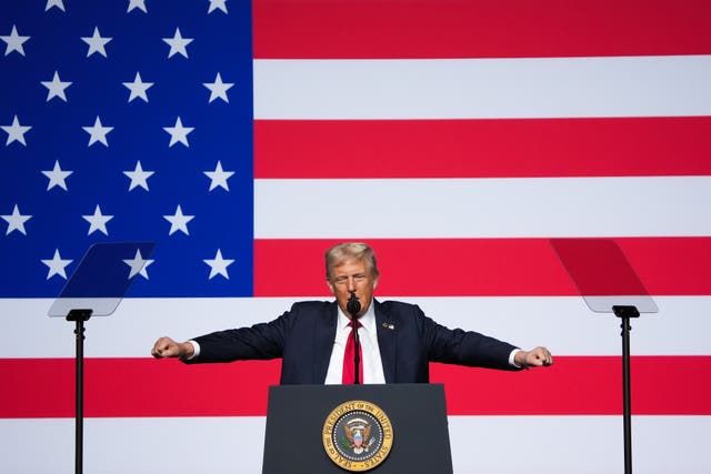 <p>President Donald Trump speaks to senior military leaders at Marine Corps Base Quantico on September 30, 2025 in Quantico, Virginia</p>