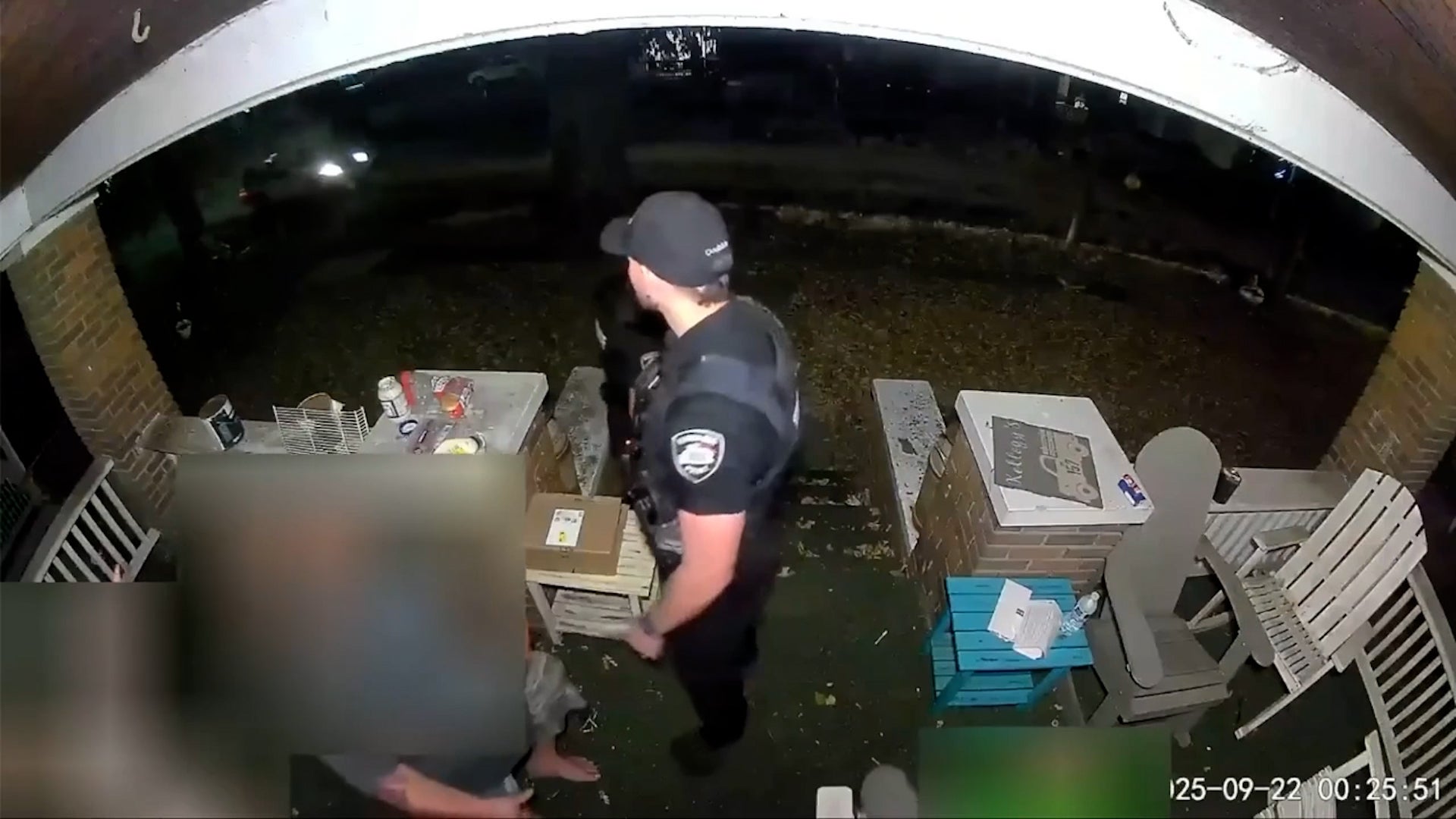 <p>Moment police officers get caught in the middle of a drive by shooting</p>