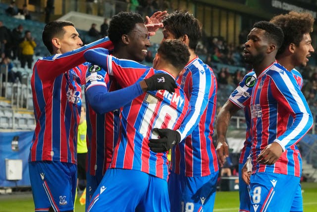 <p>Crystal Palace celebrate Eddie Nketiah’s goal</p>