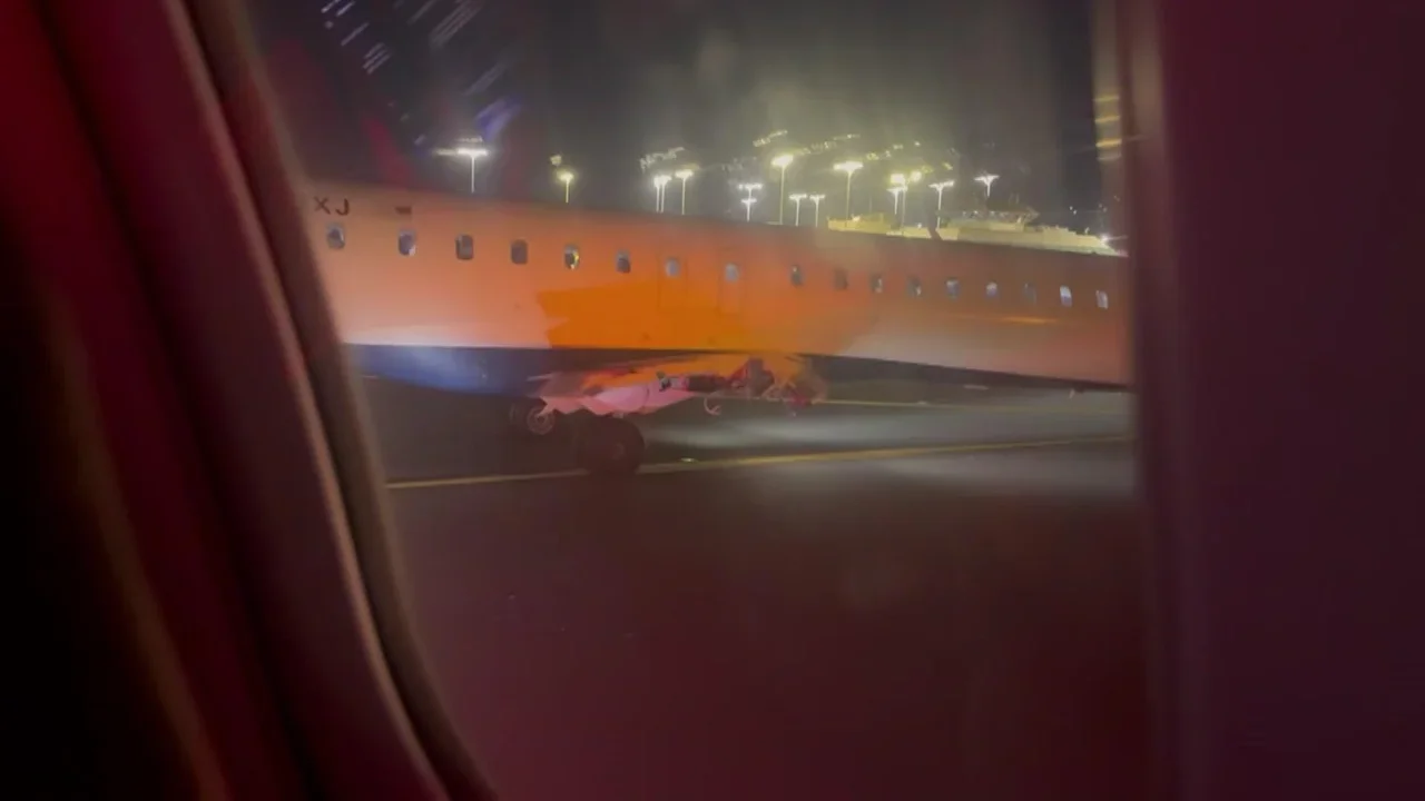 Delta flights in collision at LaGuardia airport in New York with one wing partly ripped off
