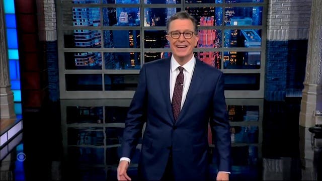<p>Stephen Colbert responds to JD Vance's defense of Donald Trump's racist sombrero videos by unveiling his own AI-generated clip of Vance.</p>